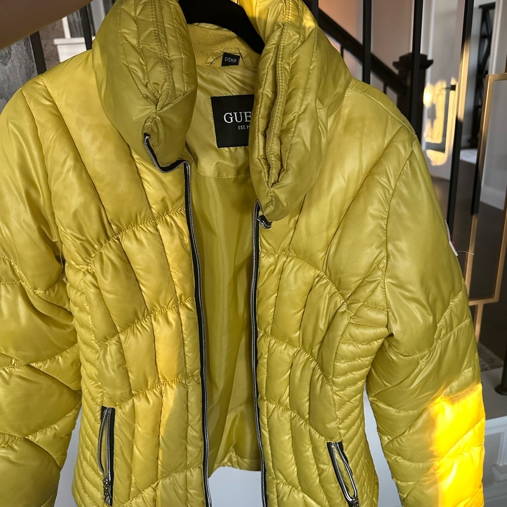 Guess Yellow Puffer Jacket
